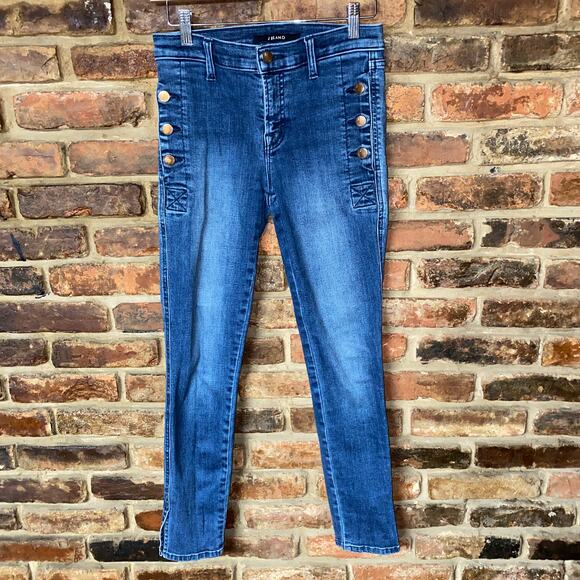 J Brand Button Waist Blue Denim Skinny Ankle Zion Jeans Women's Size 26 - Picture 2 of 7